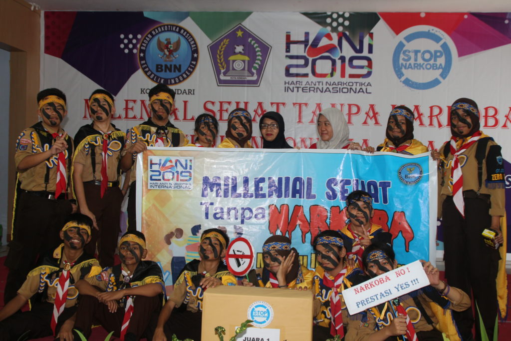 HANI 2019, BNN Kota Kendari Ajak Ratusan Pelajar Lawan Narkoba