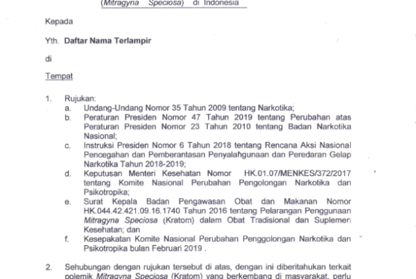 Sikap BNN Terkait Peredaran dan Penyalahgunaan Kratom (Mitragyna Spesiosa) di Indonesia