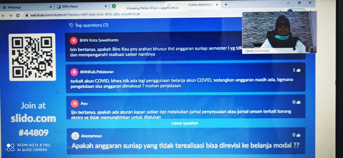 Rapat Virtual Penutupan Rekonsiliasi & Penelaahan Penyusunan Laporan Keuangan BNN Semester I TA 2020, Karo Keuangan: “Diharapkan Komitmen dan Tanggungjawab yang Besar dalam Menyusun LKKL”