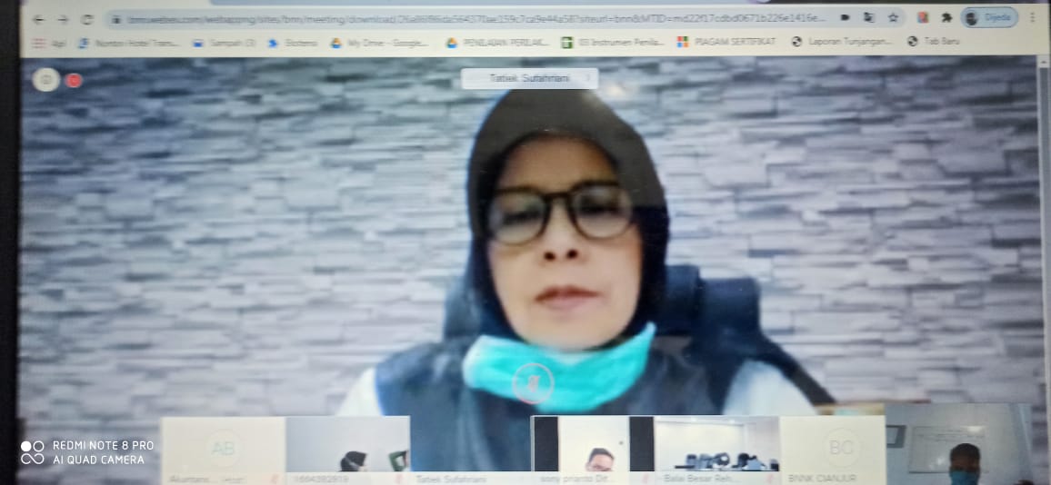 Rapat Virtual Penutupan Rekonsiliasi & Penelaahan Penyusunan Laporan Keuangan BNN Semester I TA 2020, Karo Keuangan: “Diharapkan Komitmen dan Tanggungjawab yang Besar dalam Menyusun LKKL” karo keuangan bnn ri dra tatiek Sufahriani, M.Si