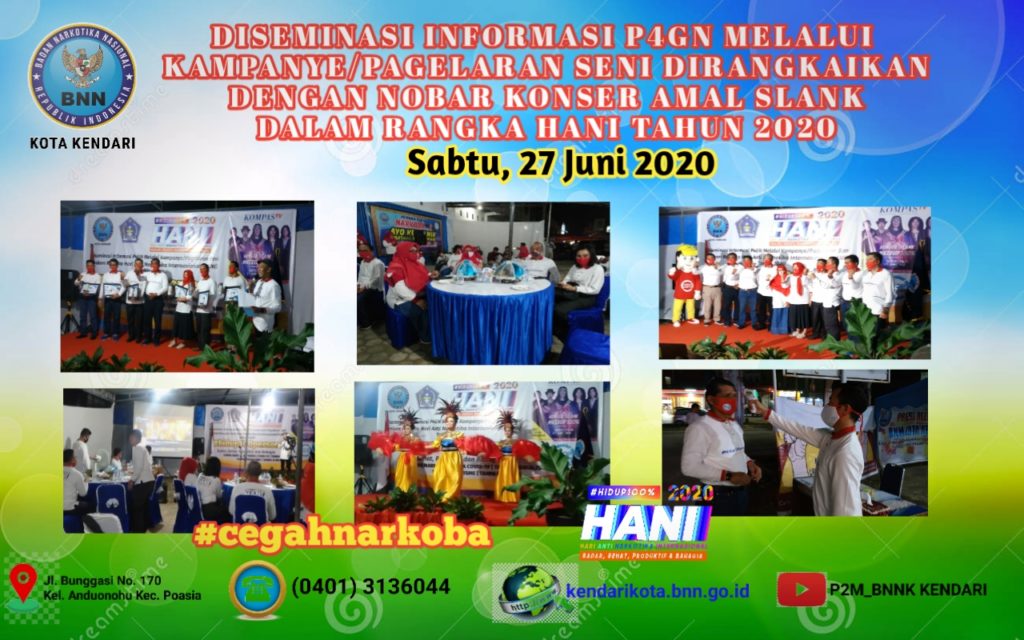Diseminasi Informasi Melalui Pagelaran Seni, BNN Kota Kendari Nobar Konser Slank Bersama Forkopimda dan Kepala OPD