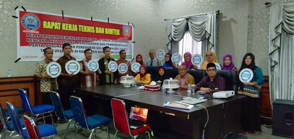 rakernis dan bimtek implementasi inpres 6 tahun 2018 tentang ran p4gn di konsel