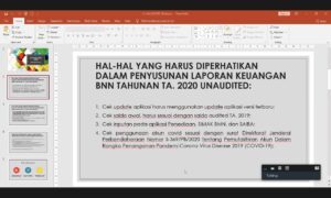 Pertemuan Virtual Rekonsiliasi dan Penelaahan SunlapKeu BNN Sem. I TA. 2020 Sultra, Satker Diharapkan Lebih Mandiri