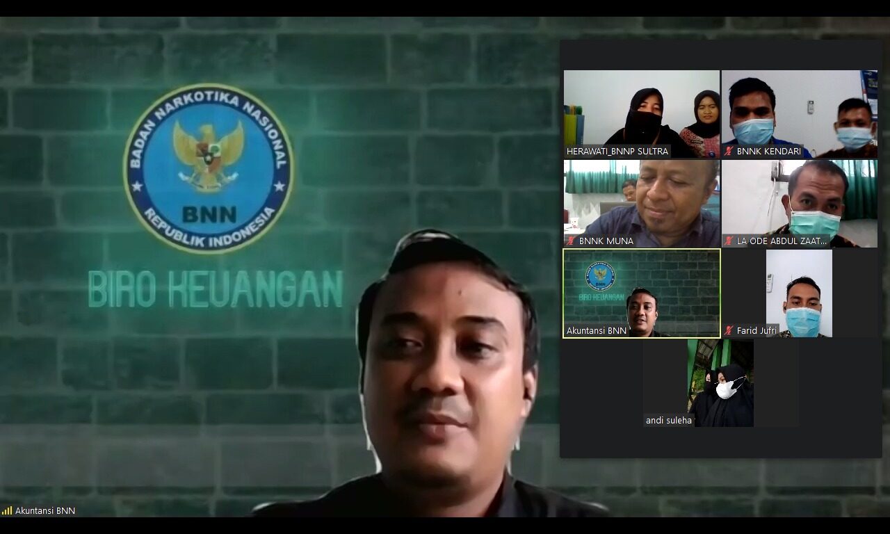 Pertemuan Virtual Rekonsiliasi dan Penelaahan SunlapKeu BNN Sem. I TA. 2020 Sultra, Satker Diharapkan Lebih Mandiri