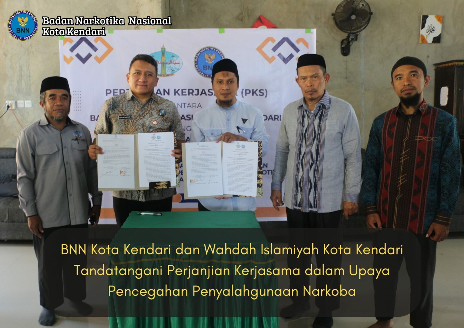 BNN Kota Kendari dan Wahdah Islamiyah Kota Kendari Tandatangani Perjanjian Kerjasama dalam Upaya Pencegahan Penyalahgunaan Narkoba